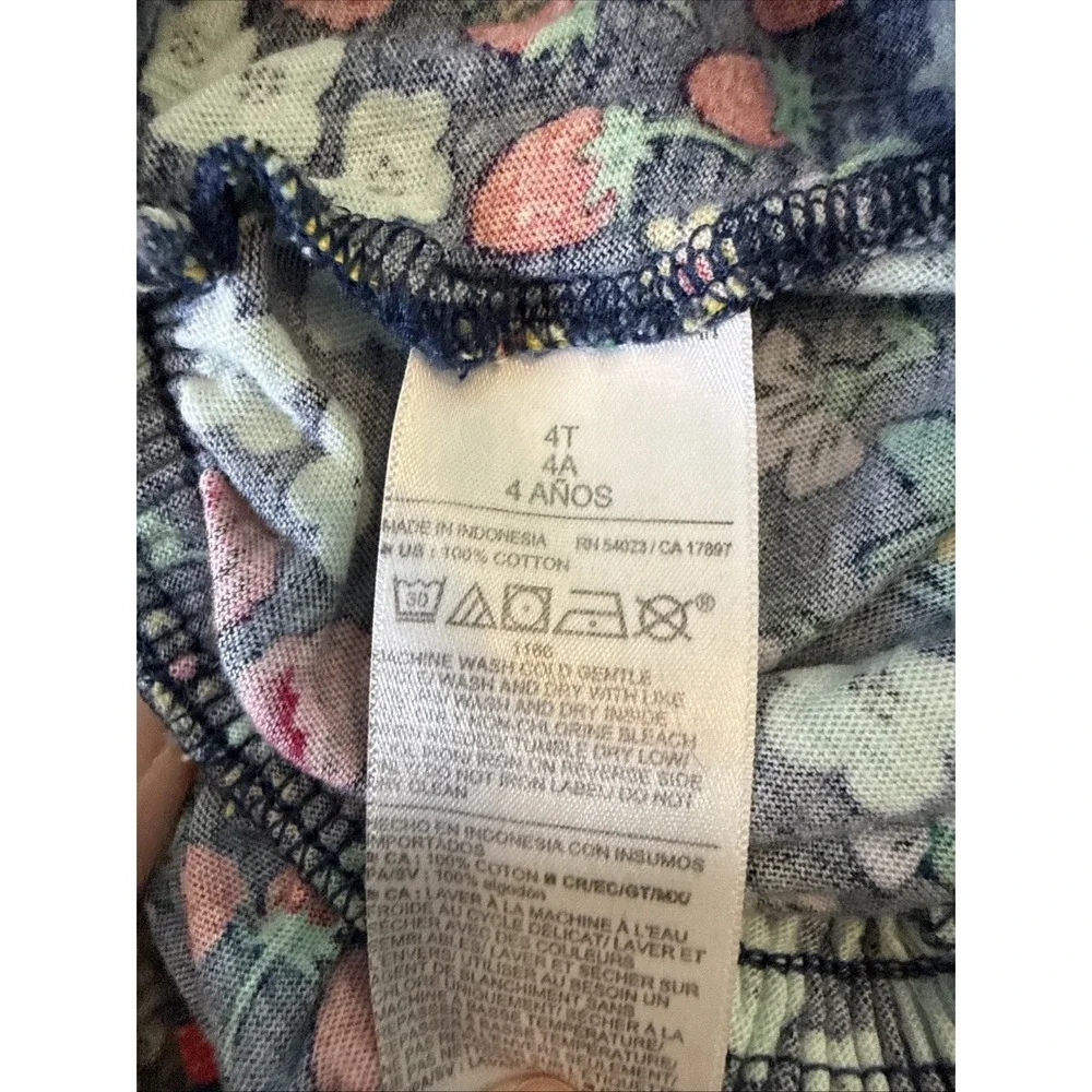 Old Navy Girls‎ Sleeveless Floral Strawberry Navy Fruit Romper Toddler Size 4T